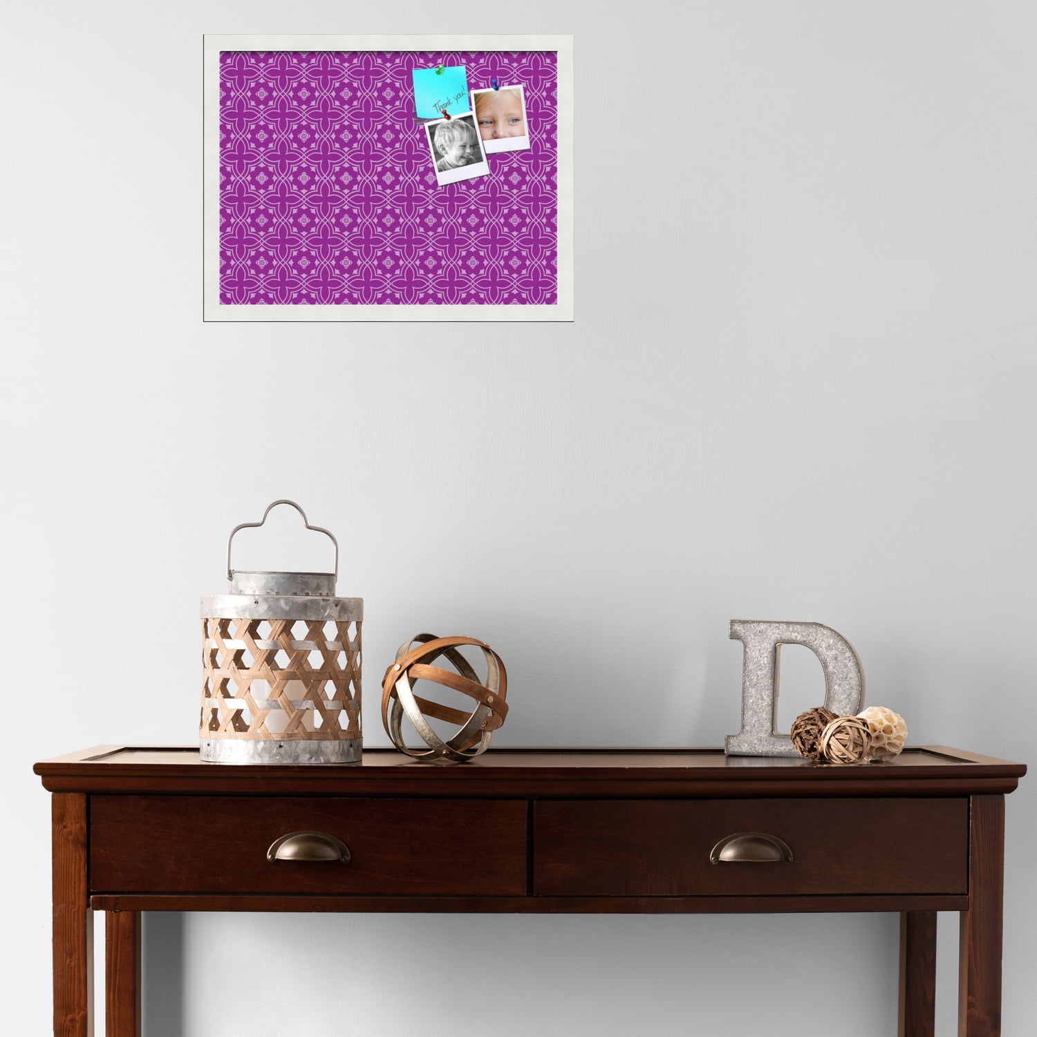 PinPix ArtToFrames 18x13 Custom Cork Bulletin Board    Poster Board Has a Fabric Style Canvas Finish, Framed in Satin White Frame (PinPix-595)