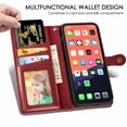 thumbnail image 5 of Wallet Case for iPhone 14 Magnetic Clasp Folio Kickstand Premium Leather Case with Hand Strap, [RFID Blocking] Credit Card Slots Shockproof TPU Inner Cover For iPhone 14, Red, 5 of 9