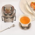 thumbnail image 6 of 6 Pcs Drink Coasters with Holder 3.94in Woven Coasters for Drinks Gorgeous Colors Butterfly Coaster Set for Protection Table, 6 of 7