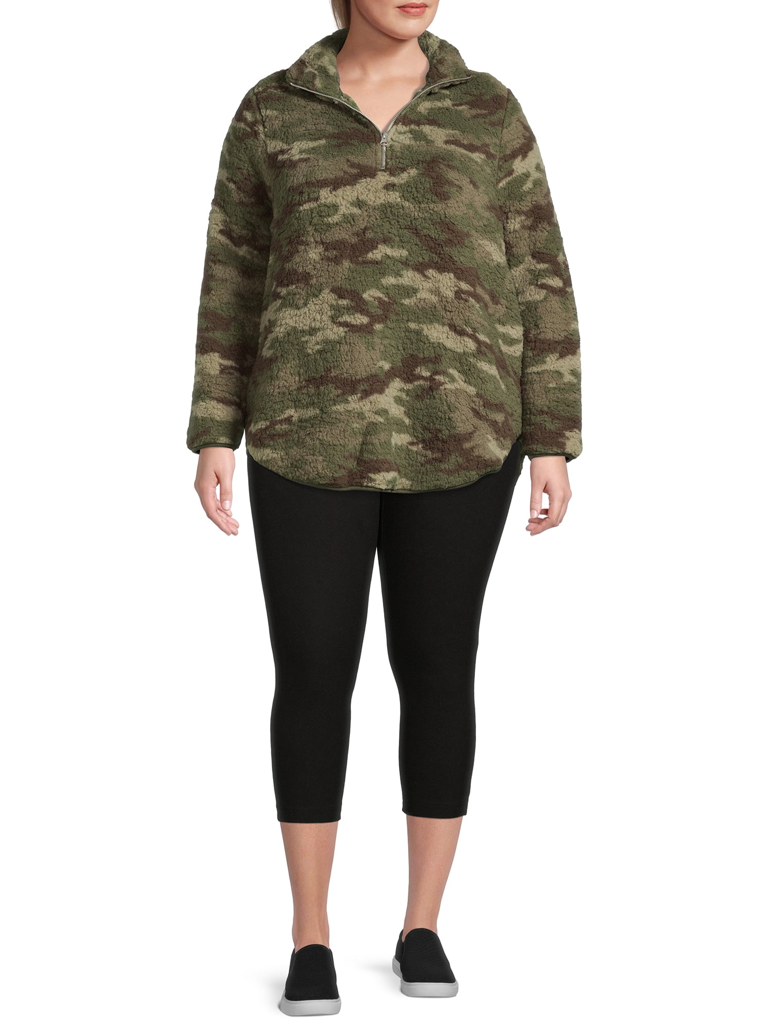 Terra & Sky Women’s Plus Size Printed Capri Leggings, 2-Pack, Regular and Petite