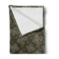 thumbnail image 2 of Flower Soft Flannel Fleece Blanket, Ornamental Composition with Blossoming Petals Doodle Style Illustration, Cozy Plush for Indoor and Outdoor Use, 60" x 80", Umber Orange Slate Blue, by Ambesonne, 2 of 5