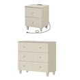 thumbnail image 2 of WAMPAT Dresser and Nightstand Set of 2, Wood Dresser with 3 Drawers, Nightstand with Charging Stations for Living Room, Beige Linen Printed, 2 of 10