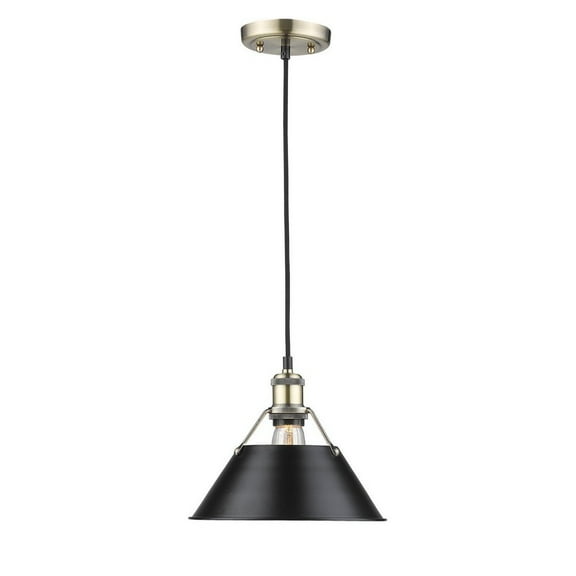 1 Light Medium Pendant in Durable Style 8.5 inches High By 10 inches Wide-Aged Brass Finish-Navy Shade Color Bailey Street Home 170-Bel-4159359