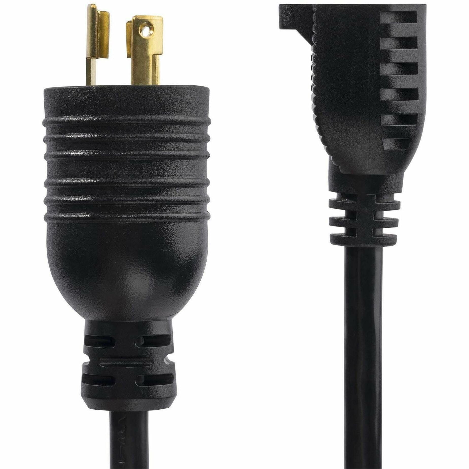StarTech 1ft 30cm Heavy Duty Power Cord Twist-Lock NEMA L5-15P to NEMA 5-15R 15A 125V 14AWG UL Listed TAA