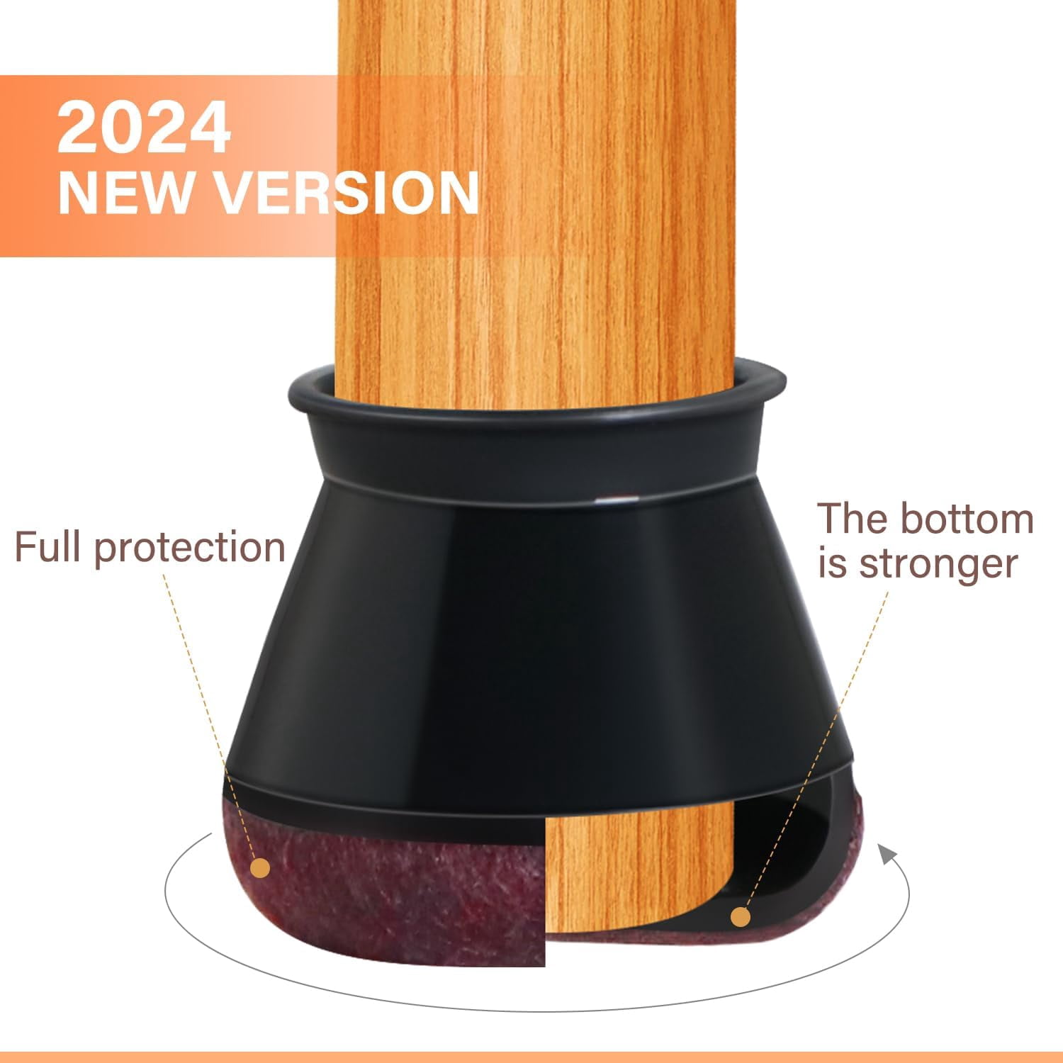 Kocwell Chair Leg Floor Protectors for Hardwood Floors with Felt Pads Covers to Protect Wood Furniture Leg Feet Cup Silicone Caps 32pcs Furniture Pads No Noise (Black 0.5"-0.75")