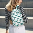 thumbnail image 5 of Lsque Cartoon Shark Pattern Canvas Daypack, Durable Backpack, High-quality Versatile Backpack,Vintage Compact Backpack-Medium, 5 of 6