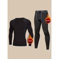 thumbnail image 2 of Conjunto de ropa interior térmica para hombre, capas base cálidas para esquiar en invierno, conjunto de pantalones superiores e inferiores con cuello redondo y manga larga ajustados, 2 of 4