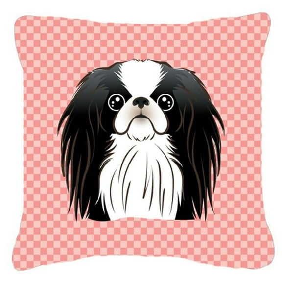 Checkerboard Pink Japanese Chin Fabric Decorative Pillow, 14 x 14 In.