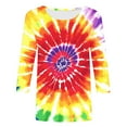 thumbnail image 4 of Fznquz Crewneck Oversized Shirts for Women 3/4 Sleeve Tie Dye Tee Loose Fit Casual Rainbow Tops for Women XXXL, 4 of 5