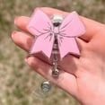 thumbnail image 2 of Sylvtty Bow Badge Reel for ID Card Badge 360 Degree Rotation Clip Sparkling Non-Slip Retractable Badge Holder Clip for Doctor Nurse Medical Staff Office, 2 of 6