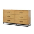thumbnail image 2 of Benjara Larie Wide Dresser Chest with 6 Drawers, Bar Handles, Light Oak Brown, 2 of 6