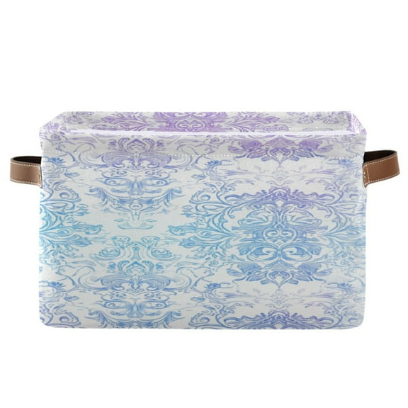 Blue and Purple Texture Foldable Storage Basket,Canvas Fabric Foldable Storage Bins with Handles Open Home Storage Bins Boxes for Toy Book Shelf Closet Baskets