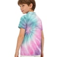 thumbnail image 4 of longantii Boys Polo Shirt Short Sleeve Button Closure Collared Golf Tops Casual School Uniform Shirt Tie Dye Cozy Comfort Kids Summer T-Shirt Pink 3-4 Years, 4 of 6