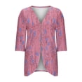 thumbnail image 6 of Cardigans for Women St. Patrick's Day,Chiffon Summer Kimono Cardigan 3/4 Sleeve Open Front Beach Kimono Hawaiian Floral Printed Lightweight Casual Beach Cover Up Plus Size Pink M, 6 of 7