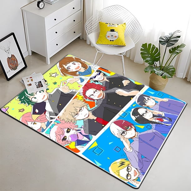 Hermosa alfombra de pintura negra Anime My Hero para sala de estar, área grande, decoración suave para el hogar, alfombra de Picnic bohemia2460x90cm (23x35 pulgadas)60x90cm (23x35 pulgadas) zhangyuxiang unisex
