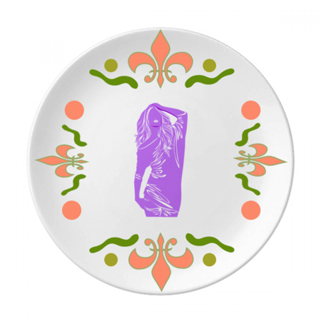 

Purple Plump Long Hair Woman Flower Ceramics Plate Tableware Dinner Dish