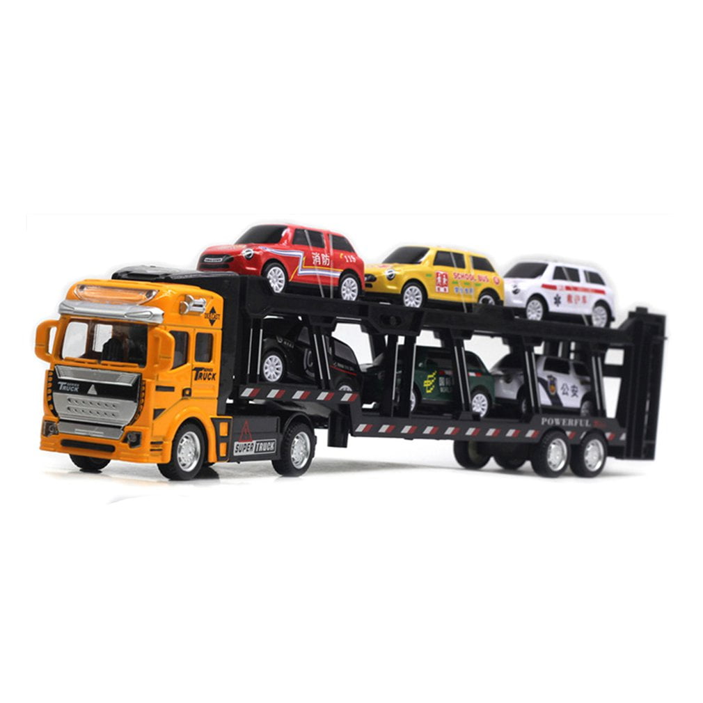 EASTiii Die-cast Construction Truck Vehicle Car Toy Set Play Vehicles in Carrier Truck Baby Educational Toys Gift Boys Girls Children Over 3 Years Old 5pcs EASTiii Die-cast Construction Truck Vehicle Car Toy Set Play Vehicles in Carrier Truck Baby Educational Toys Gift Boys Girls Children Over 3 Years Old 5pcs