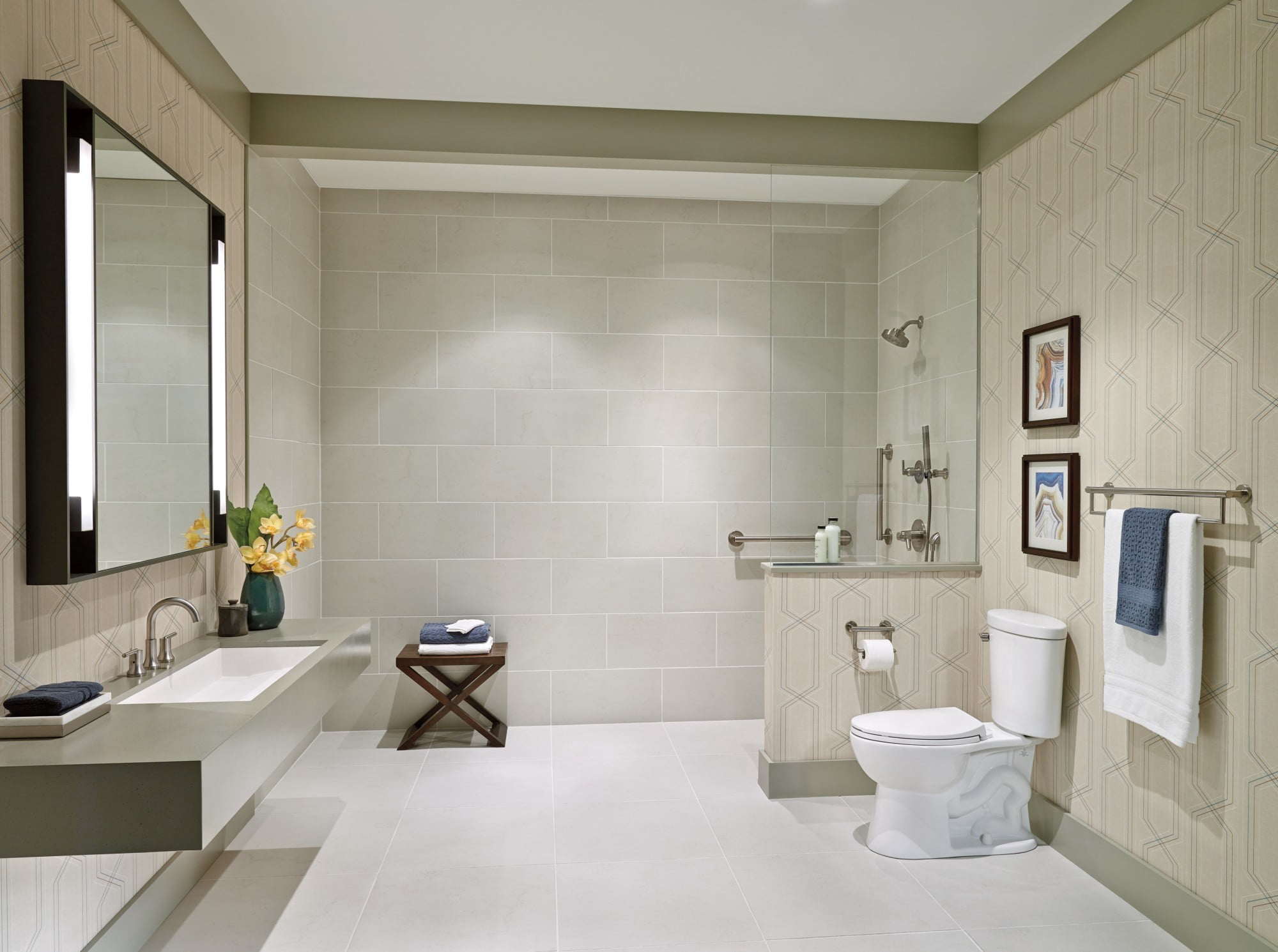 Bath Safety 41519-CZ Delta Bath Safety: Contemporary 24 Towel Bar with Assist Bar in Champagne Bronze