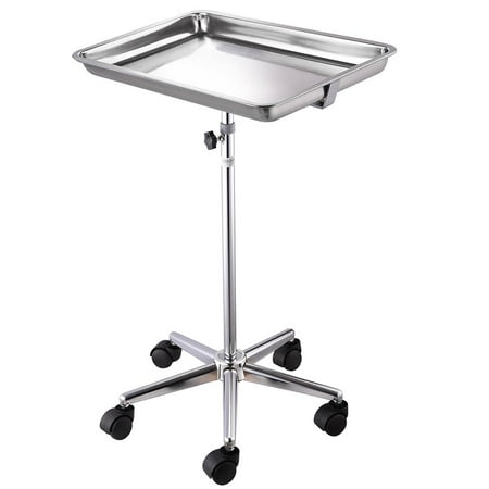 Photo 1 of **SEE NOTES**
AW Mobile Mayo Tray Stand Stainless Steel 19x13x2" Trolley Adjustable Height Medical Doctor Salon Equipment
