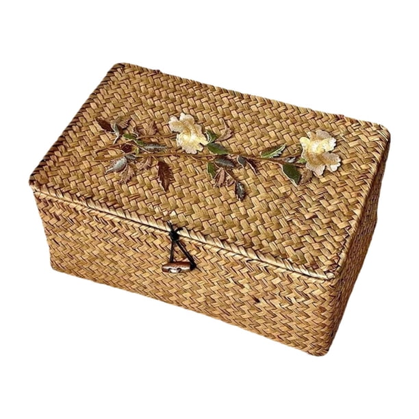 Cesta de almacenamiento tejida a mano, contenedor de almacenamiento, decoración del hogar, organizador de adornos hecho a mano, regalo M