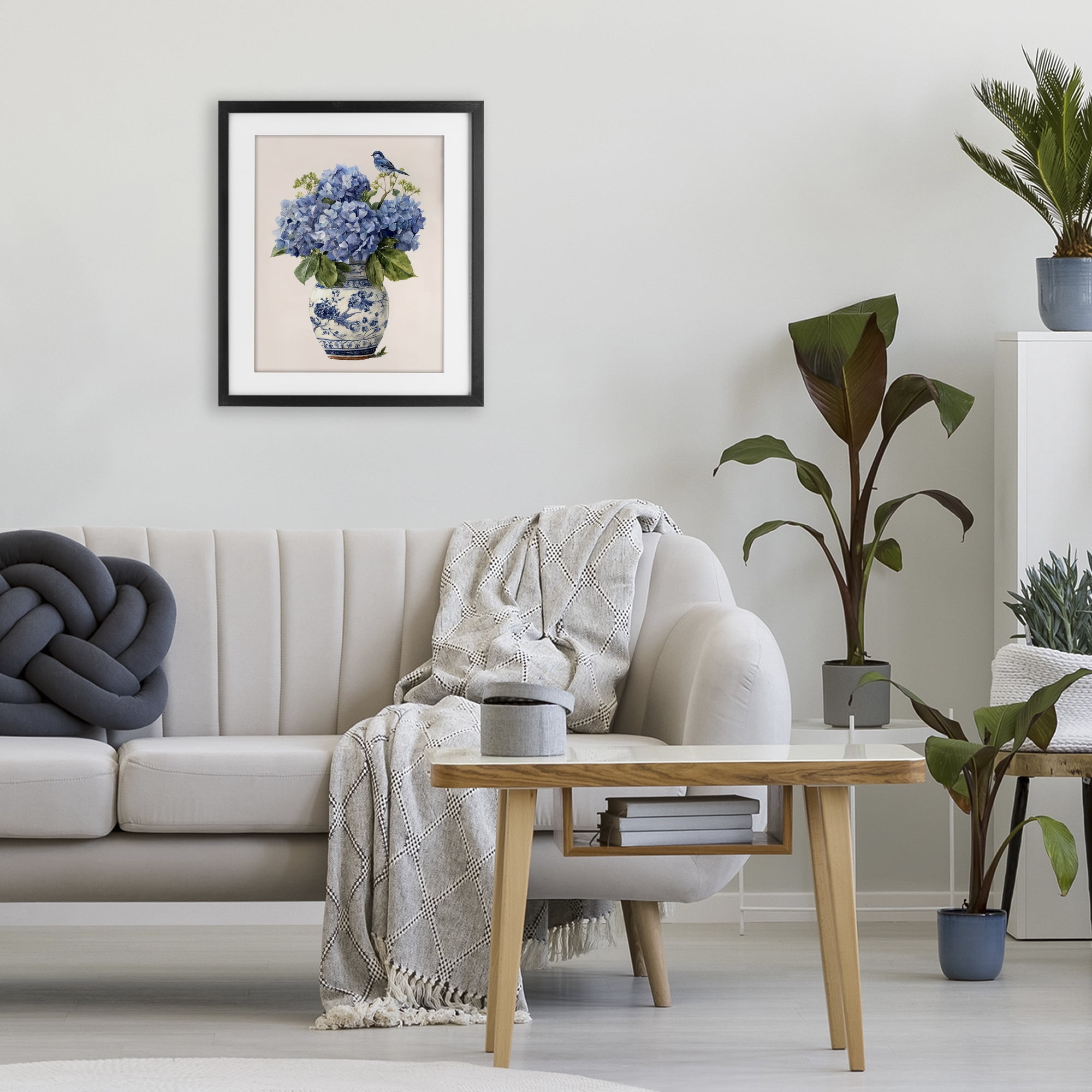 Stupell Industries Songbird Perched on Hydrangeas Black Framed Print Under Glass, design by Imagine It Images