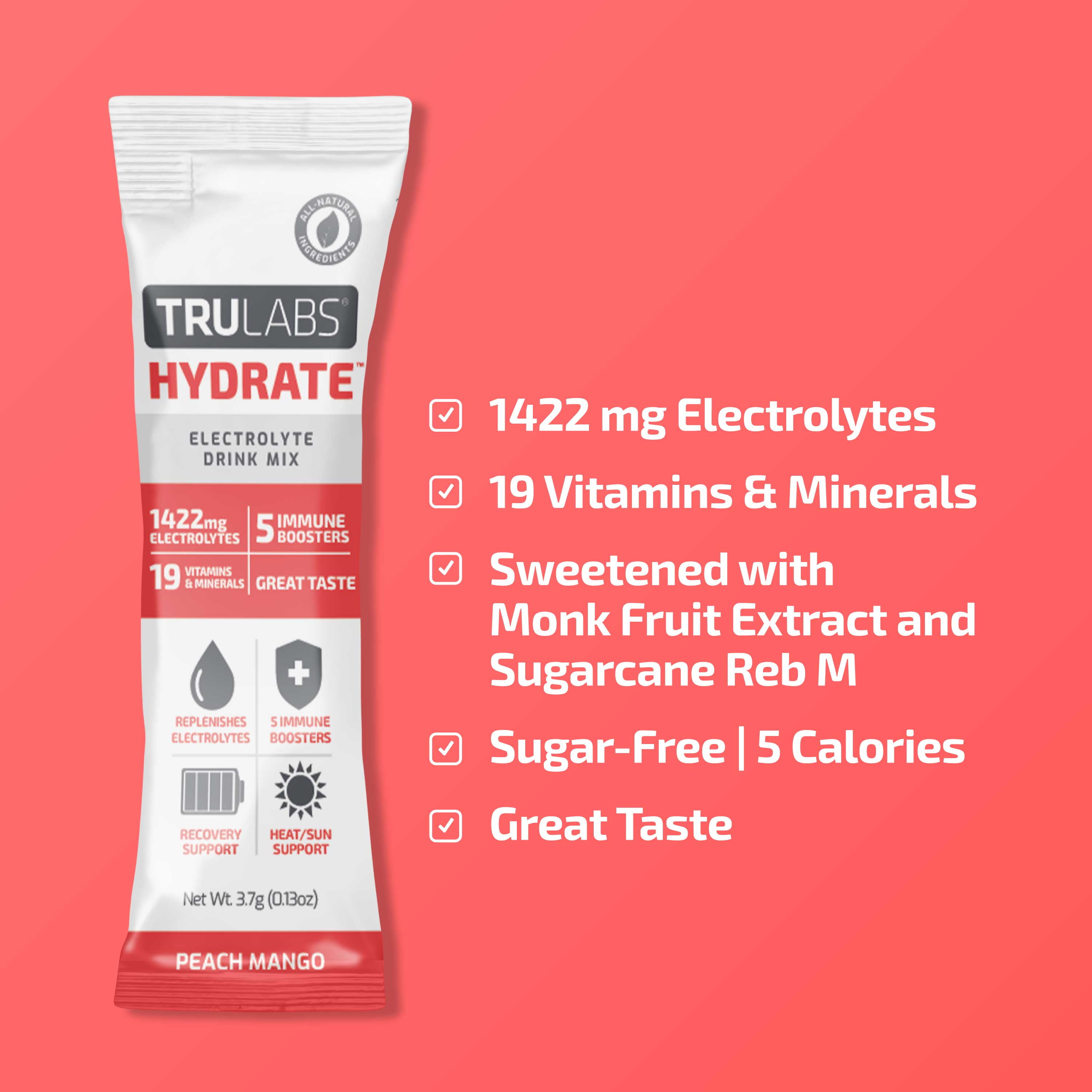 (3 pack) TruLabs® Hydrate Powders Peach Mango, 6 Count