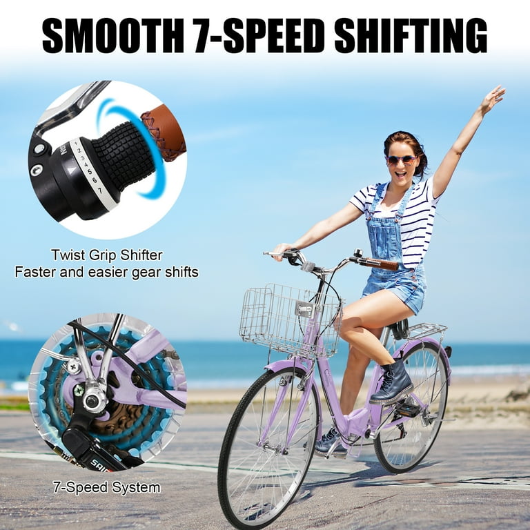 Ktaxon, Folding Beach Cruiser Bike, 26in, 7-Speed City Commuter