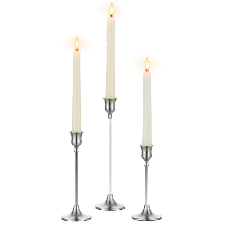Nuptio Silver Taper Candlestick Holders, Set of 3 photo 7