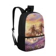 thumbnail image 2 of Uourmeti Smooth Double Zipper Backpack for Travel School, 17 Inch Durable Zippered School Bookbag, Running Horses Purple Flower Field, 2 of 6