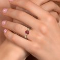 thumbnail image 4 of Gem Stone King 10K Two Tone Gold Red Moissanite and Lab Grown Diamond Engagement Ring for Women | 1.20 Cttw | Round 6.5MM | Gemstone Birthstone | Size 7, 4 of 7