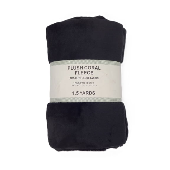 Shason Textile 1.5 Yard Cut Plush Coral Fleece Fabric, Black, 54" Wide for Sewing & Crafts