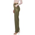 thumbnail image 2 of Womens Leather Pants - High Waist Faux Leather Straight Leg Bell Bottom Flare Pants Green XL, 2 of 8