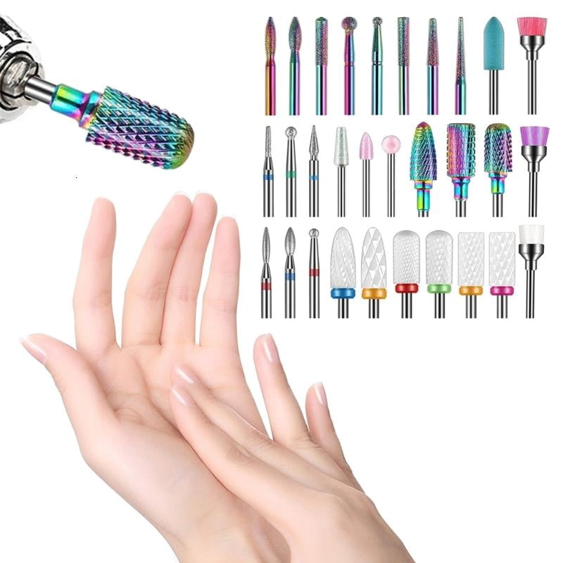 30Pcs Nail Drill Bits Sets Electric Ceramic Acrylic Gel Nail Bit