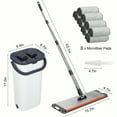 thumbnail image 2 of Easywring Washable Mop and Bucket with Wringer Set for Home Durable and Sturdy Aluminum Flat Mop Head 2Chamber Wet and Dry for All Surfaces with 8 Reusable Microfiber Mop Pads 13 inch 16 Inch, 2 of 10
