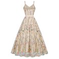 thumbnail image 3 of IBTOM CASTLE Women's 1950s Vintage Floral Embroidery Dress Flared Swing Dress Cocktail Party Wedding Dress M Apricot, 3 of 8