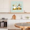 thumbnail image 6 of Sunflower Gnome Framed Canvas Wall Art, Hello Summer Yellow Flower Farm Plant Green Plaid Wall Art Painting for Living Room Bedroom Home Decor, 28”x28”, Office Artwork Print, 6 of 9
