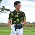 thumbnail image 3 of Pofeuu Skulls And Cobwebs Print Men's Loose Fit Midweight Short-Sleeve Pocket Polo-Medium, 3 of 6