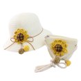 thumbnail image 1 of Sombrero de paja para niñas Sombrero para el sol Sombrero de playa de verano con girasol, con bolsa, conjunto de bolsa de sombrero de verano Adepaton BST2002047-4, 1 of 5