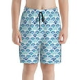 thumbnail image 2 of Cauagu Blue Fish Scale Texture Print Swim Trunks for Men,Youth Boys Swim Shorts Compression Liner Beach Shorts Boys' Swimming Shorts 7-20 Years Bathing Suit-Medium, 2 of 7
