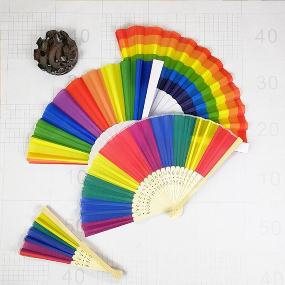 Rainbow Folding Fan Plastic Folding Fan Household Decoration Decor Craft 