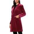 thumbnail image 4 of INSPIRE CHIC Women's Coat Velvet Lapel Double-Breasted Long Sleeve Outerwear Solid Winter Coats M Burgundy, 4 of 6
