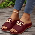 thumbnail image 2 of Noric Women's Summer Toe Post Sandals Metal Buckle Casual Comfortable Wedge Slides Beach Shoes, 2 of 8
