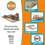 K&H Pet Products Thermo-Kitty Mat Heated Cat Bed Sage/Tan 25 X 12.5 Inches