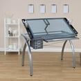 thumbnail image 4 of Studio Design Futura Craft Station Tempered Silver Blue Glass Drawing Table, 4 of 9
