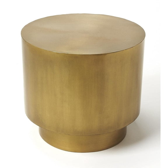 Butler Specialty 18" Round Metal Accent End Table In Gold