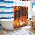 thumbnail image 5 of No Hook Shower Curtain with Built-in Rings - Orange Pumpkins Fall Washable Waterproof Fabric Bathroom Curtains for Hotel,Rentals, Stall 36 X 78 Inch , Rustic Maple Leaves Brown Farmhouse, 5 of 9