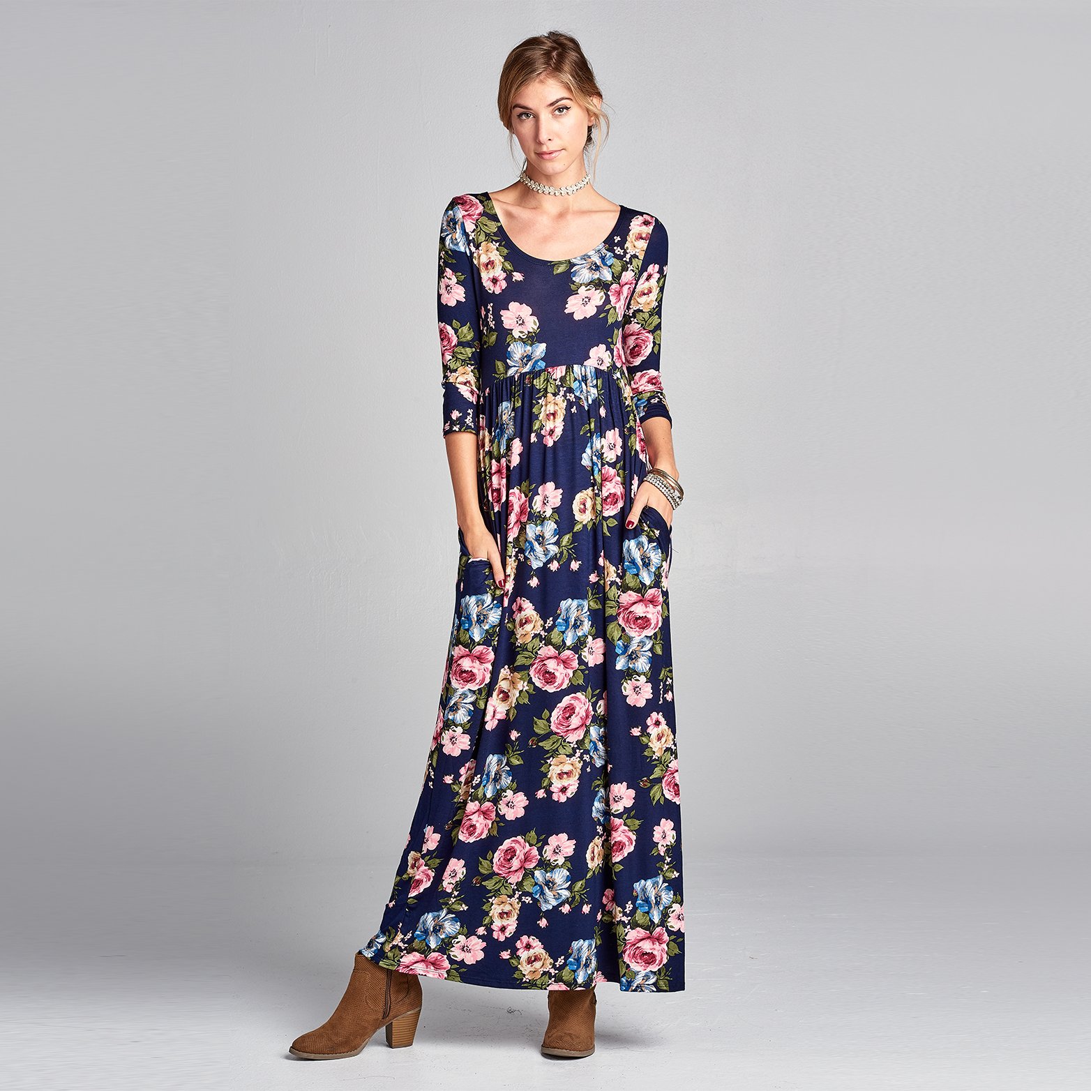 Empire Waist Floral Maxi Dress 