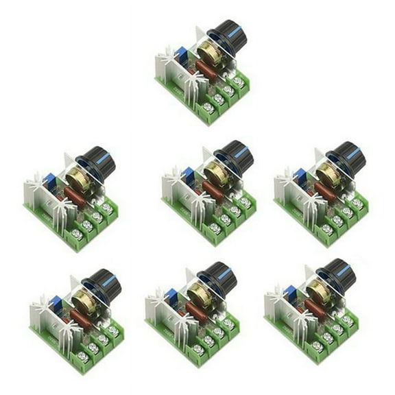 ckepdyeh 7PCS 25A AC 220V 2000W SCR High Power Electronic Voltage Regulator Module Adjustable Motor Speed Controller Regulation PC Metal