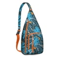 thumbnail image 1 of Jungle Floral Sling Backpack - Exotic Monstera & Flowers Design Crossbody Bag, Fashionable Pack, 1 of 4