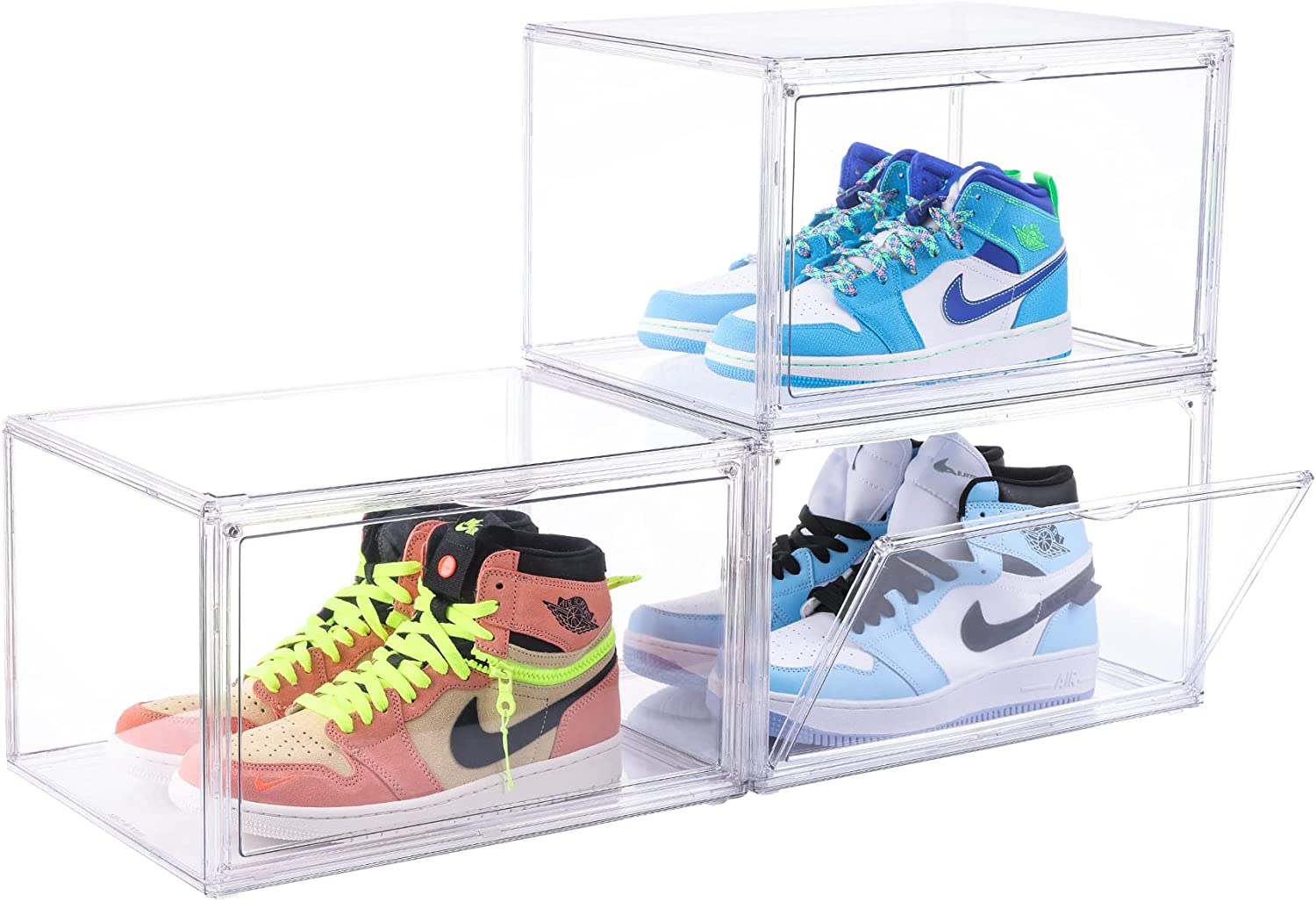 Large Clear Shoe Box Storage Organizer Plastic Stackable Shoe